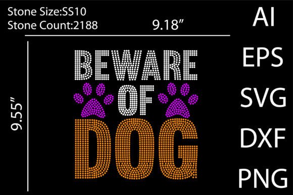 Beware of Dog Rhinestone Design