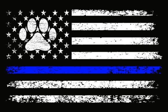 Blue Line Dog Paw Flag Design