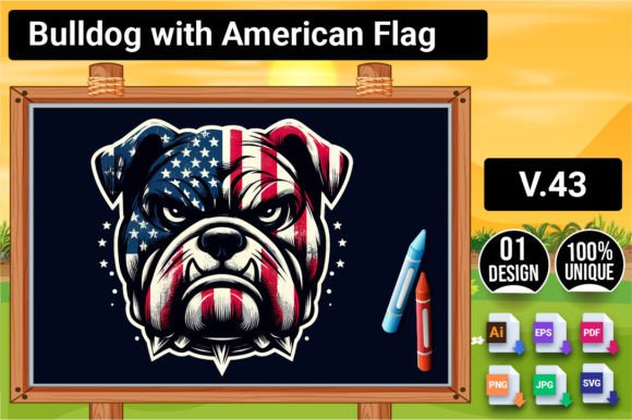 Bulldog with American Flag V.43