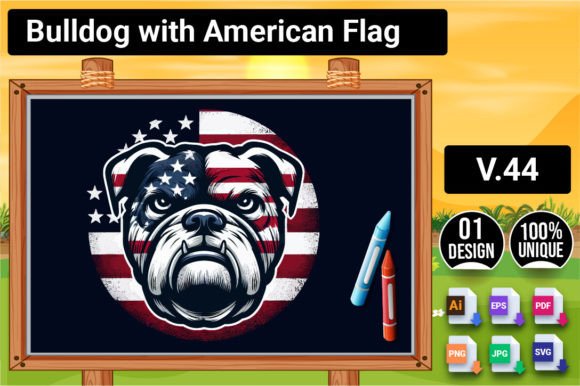 Bulldog with American Flag V.44