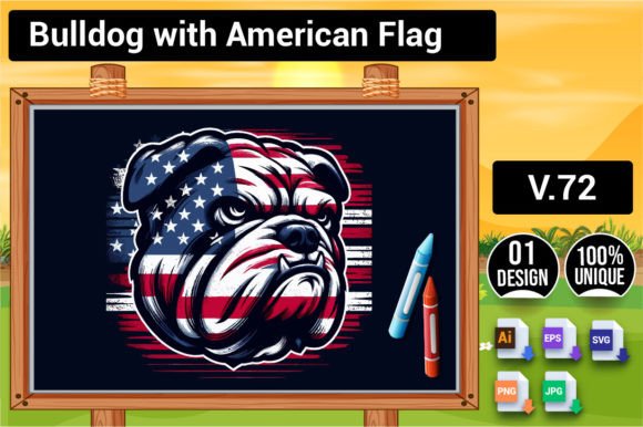 Bulldog with American Flag V.72