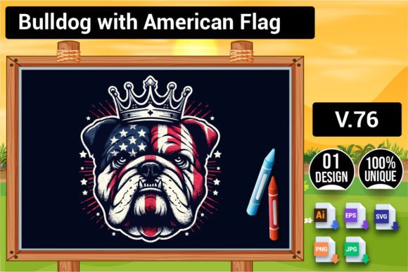 Bulldog with American Flag V.76