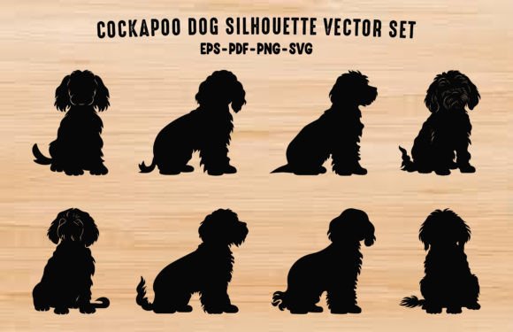 Cockapoo Dog Silhouettes Vector Set