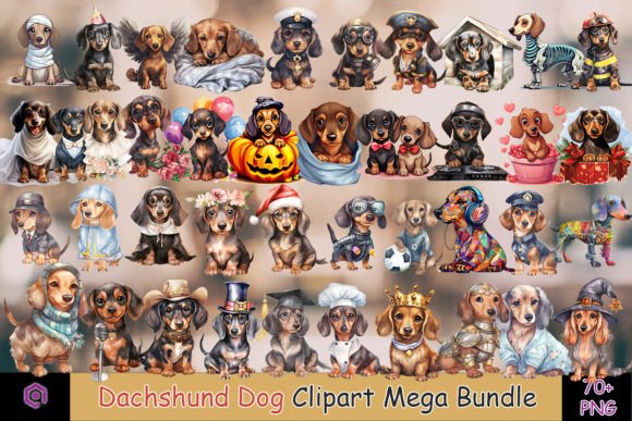 Dachshund Dog Clipart Bundle