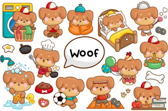 Dog and Daily Activities Clipart