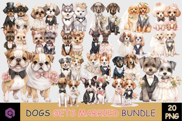 Dog Gets Married Clipart Bundle
