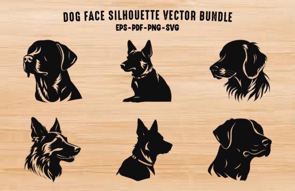 Dog Head Silhouettes Black Vector Set