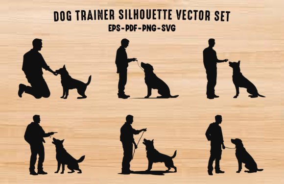 Dog Trainer Silhouettes Clipart Set