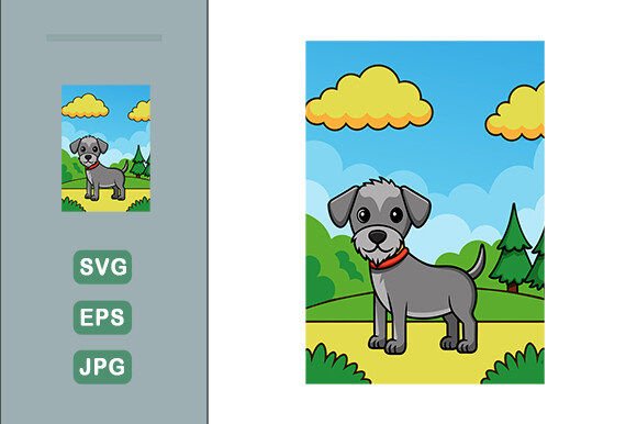 Dog Vector Landscape Background