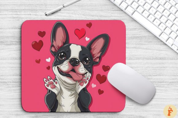 Kawaii Valentine s Happy Dog Mouse Pad