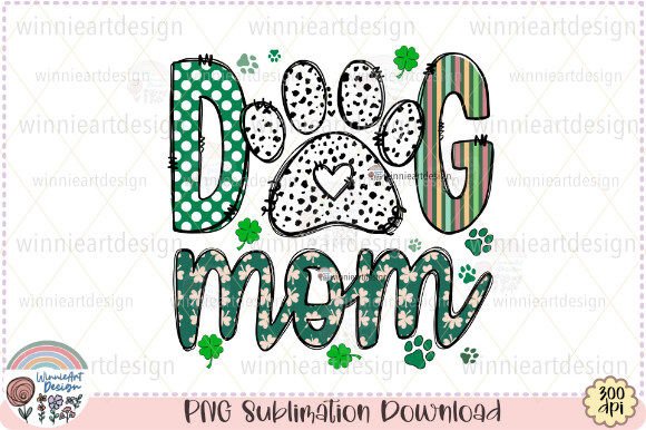 St. Patricks Day Dog Mom Embroidery Design