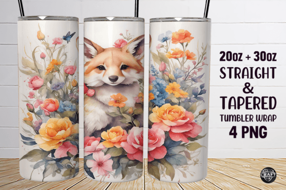 Watercolor Dog Flowers Tumbler Wrap